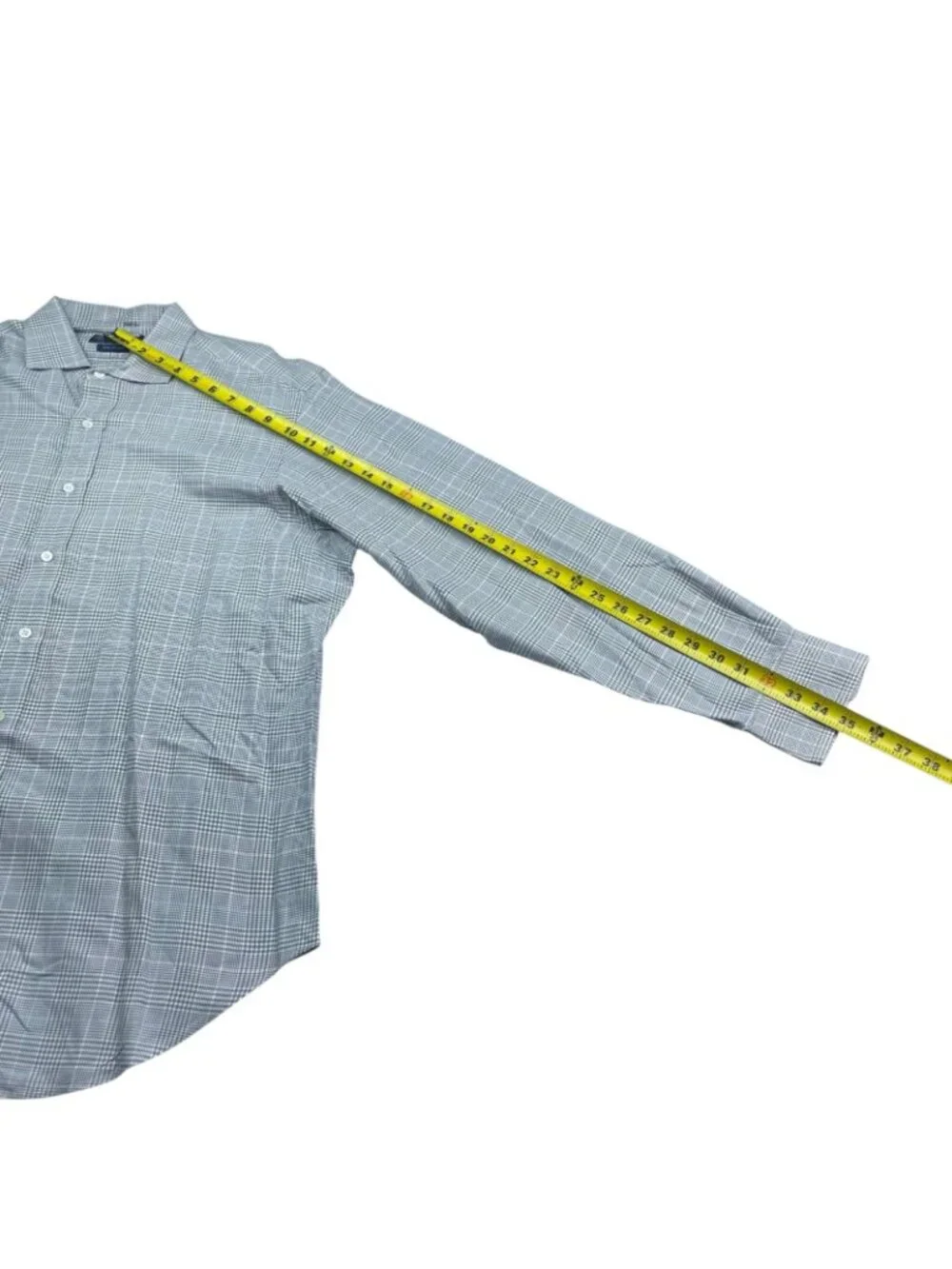 VTG Polo Ralph Lauren Men's 100% Cotton Dress Shirt Gray Plaid • 16.5 | 34-35